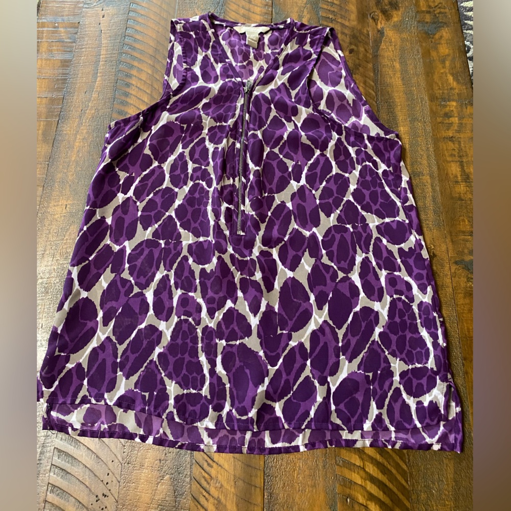 Banana Republic Womens Purple Sleeveless Women's Top Sz XS Partial Zip